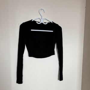 Dynamite Black Long Sleeve Crop Top